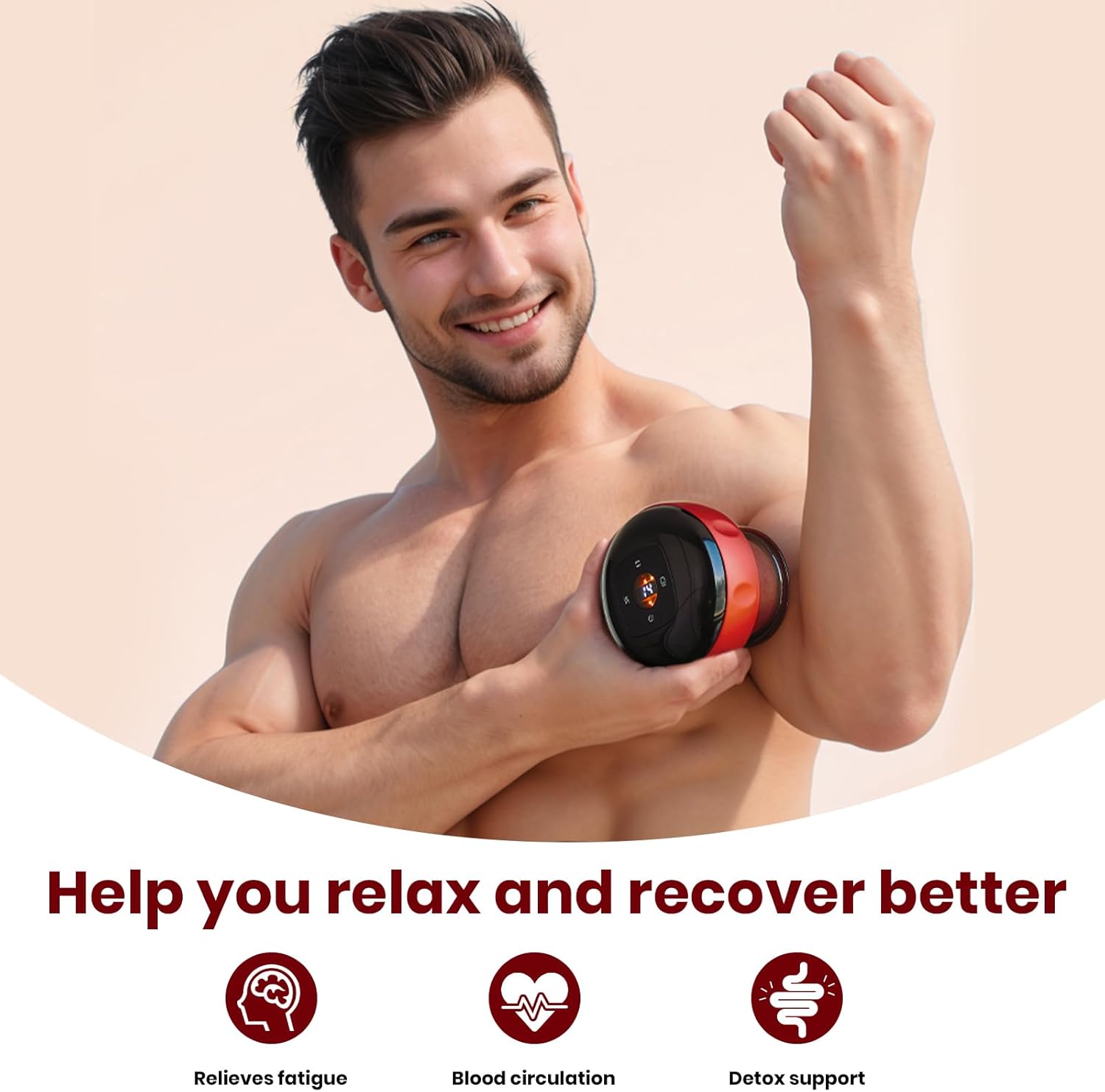 Becommend Smart Dynamic Cupping Therapy Set,Cellulite Massager 4 in 1 Vacuum Therapy Machine Cellulite Remover,Gua Sha Massage Tool with12 Level Temperature and Suction, 12 Level Red