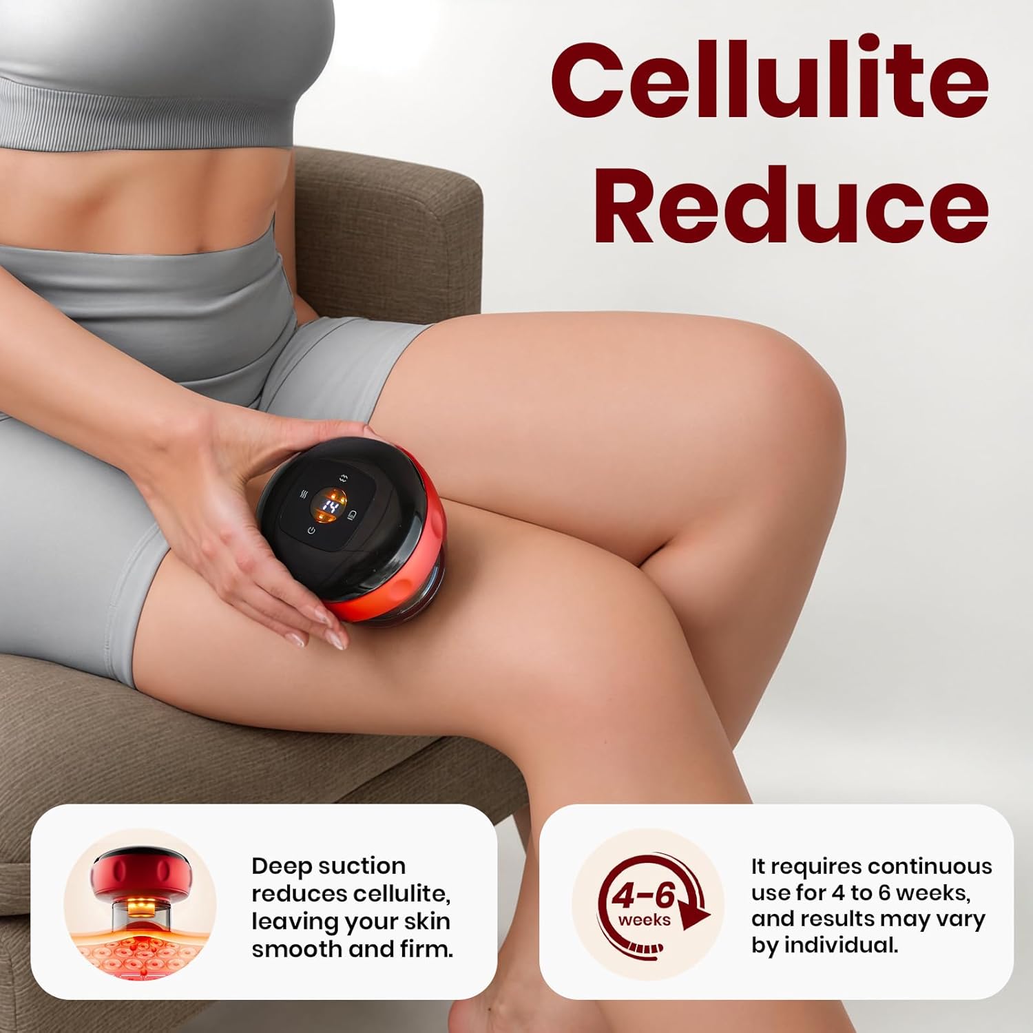 Becommend Smart Dynamic Cupping Therapy Set,Cellulite Massager 4 in 1 Vacuum Therapy Machine Cellulite Remover,Gua Sha Massage Tool with12 Level Temperature and Suction, 12 Level Red