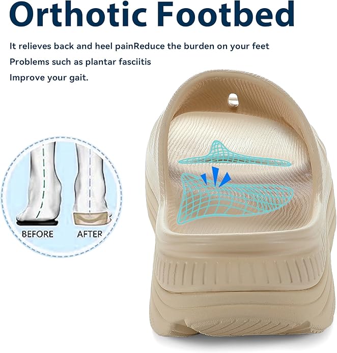 OZLOOK Womens Recovery Sandals Mens Comfortable Athletic Slides Plantar Fasciitis Sport Orthotic Slides Thick Cushion Lightweight Women Cloud Slippers Arch Support of Indoor Outdoor