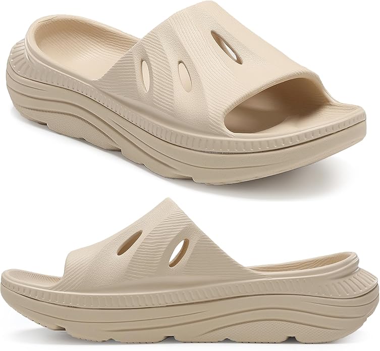 OZLOOK Womens Recovery Sandals Mens Comfortable Athletic Slides Plantar Fasciitis Sport Orthotic Slides Thick Cushion Lightweight Women Cloud Slippers Arch Support of Indoor Outdoor