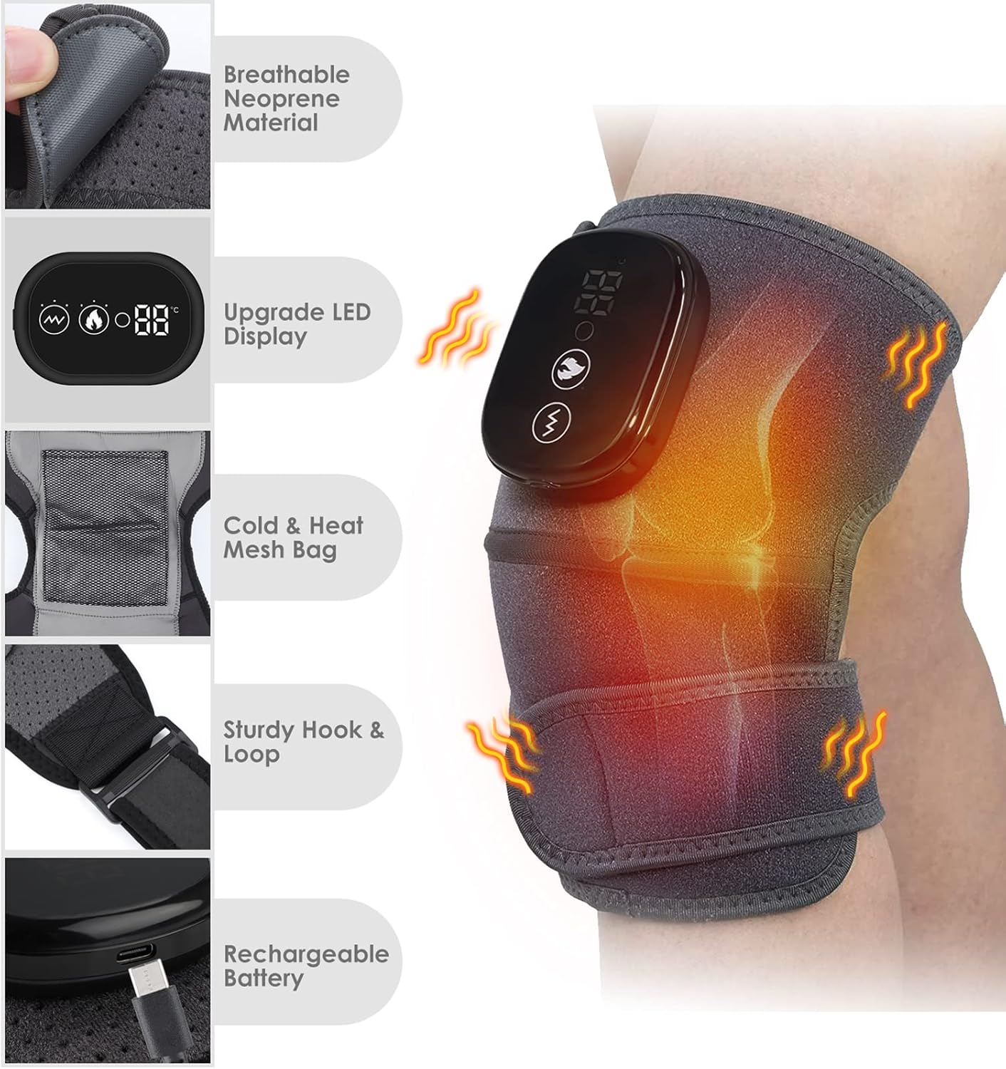 Heated knee massager (specifically Gray-5000mAh massage + hot compress)